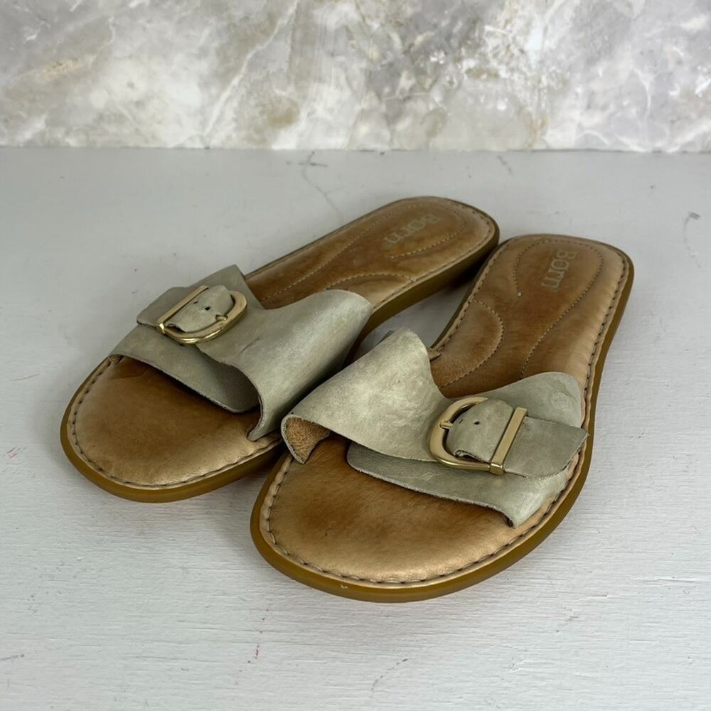 Born Women's Miarra Buckle Taupe Leather Sandals Women's Size 8 M